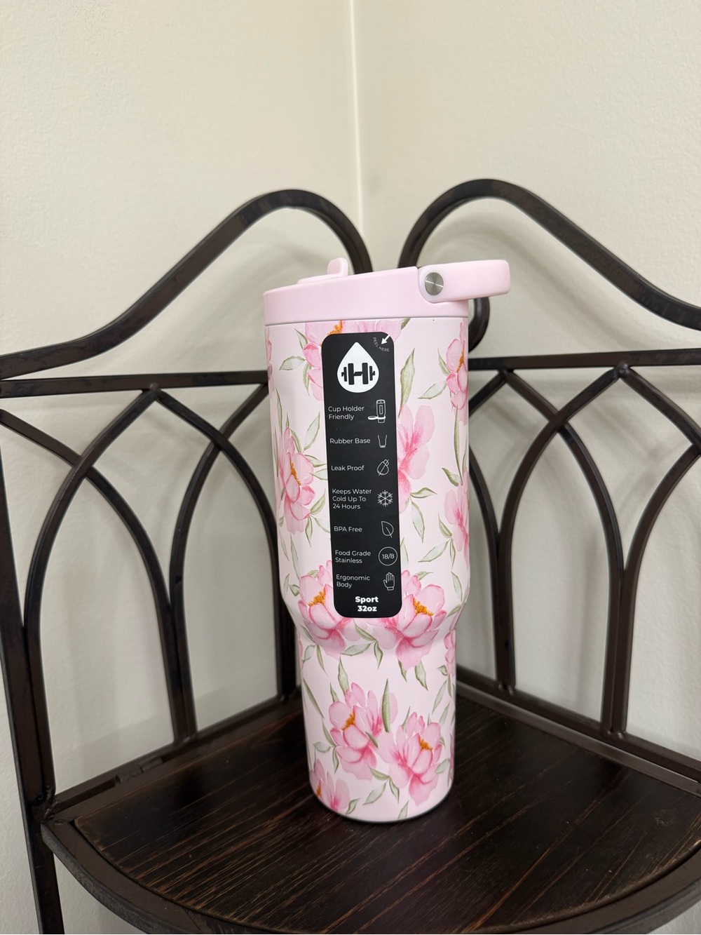 HydroJug Jessica 32oz Sport Pink Floral Insulated Travel Tumbler